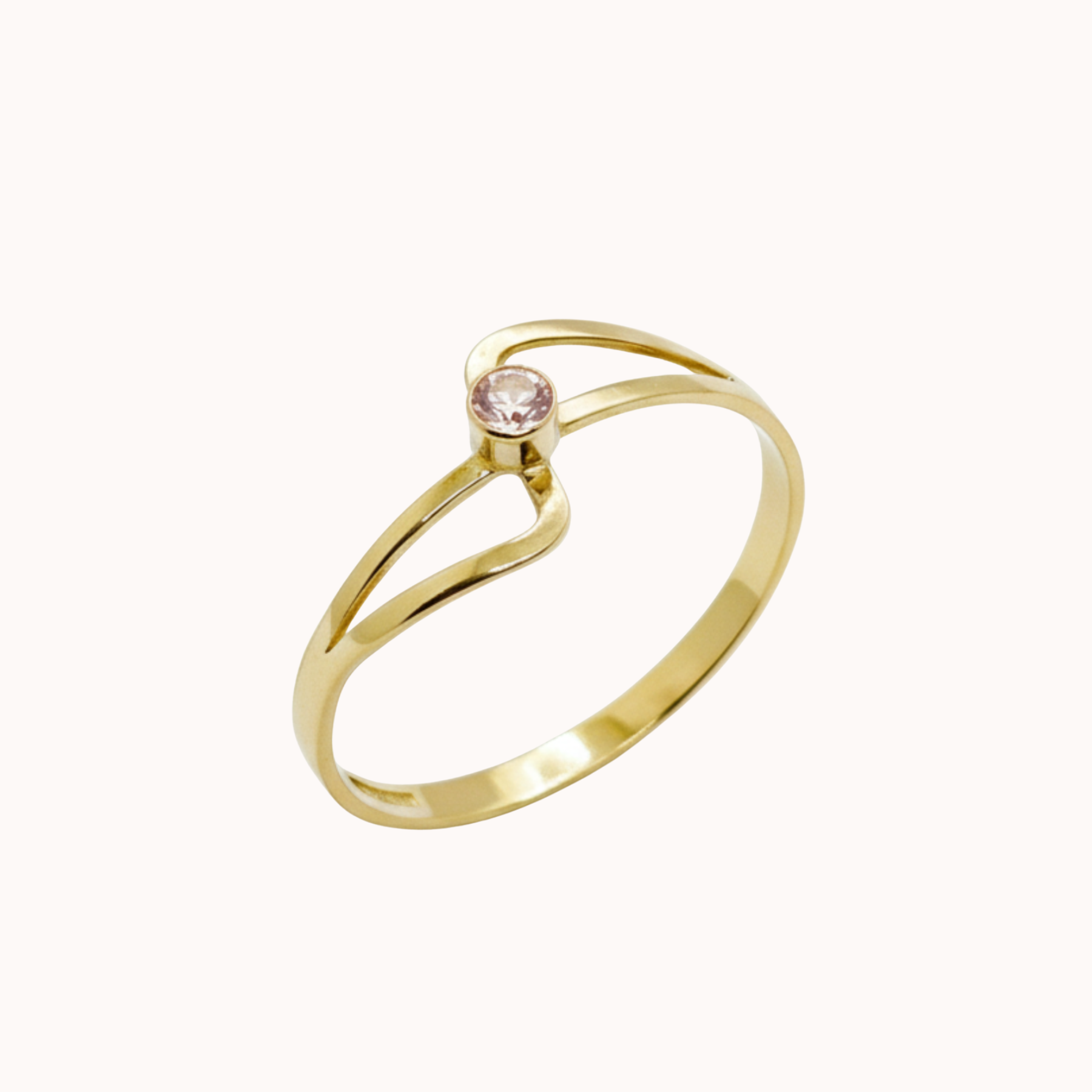 Anillo Solitario Olas Oro 18k