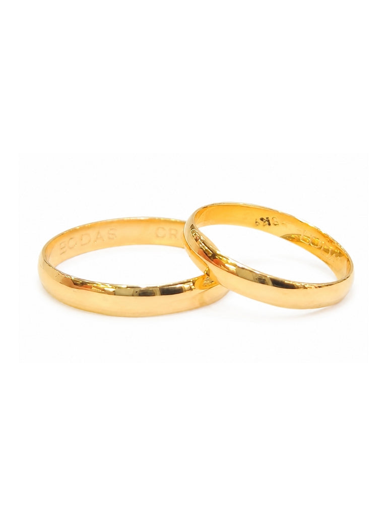 Argollas de Matrimonio Media Caña 3mm Oro 18k
