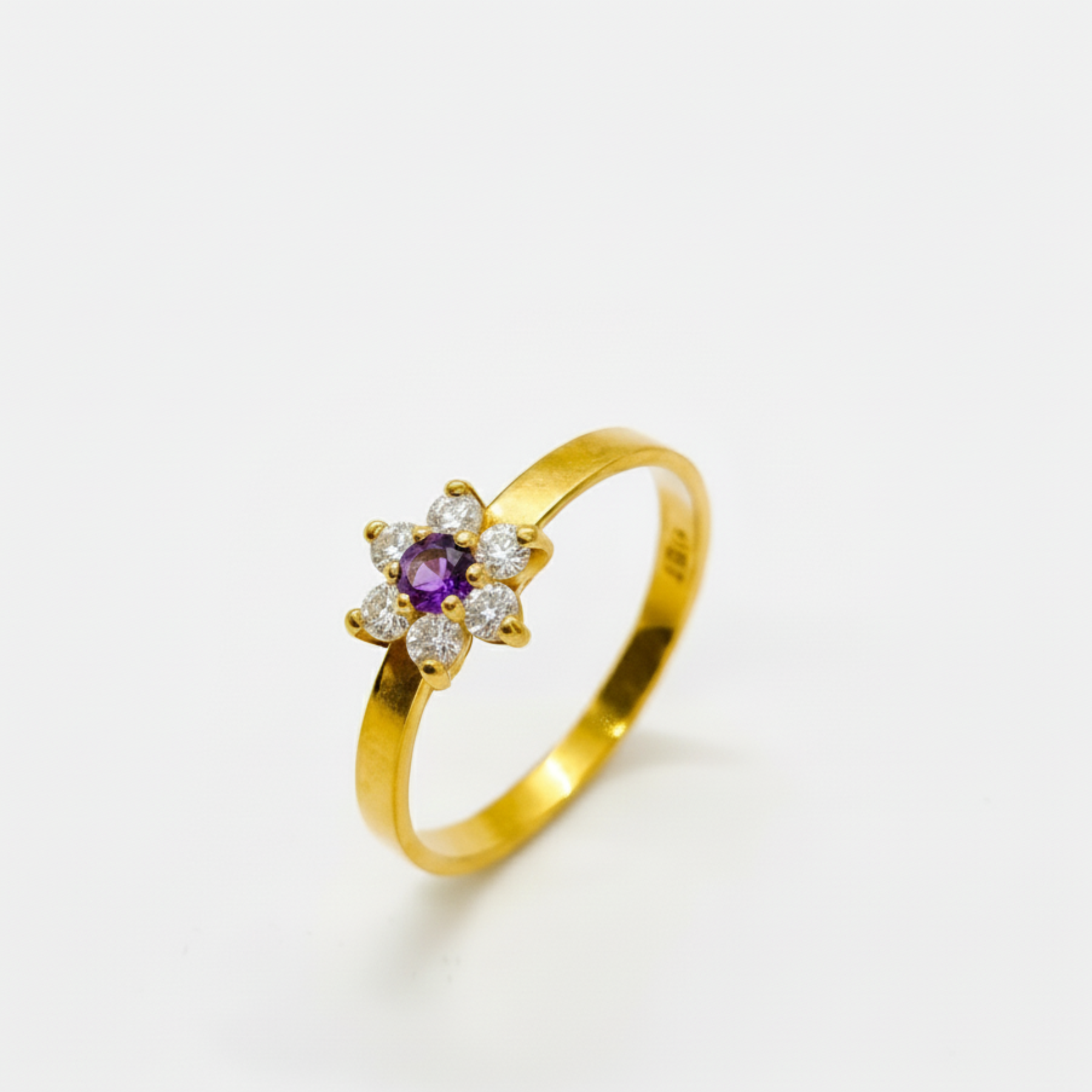 Anillo Flor Grande con Cristales Oro 18k