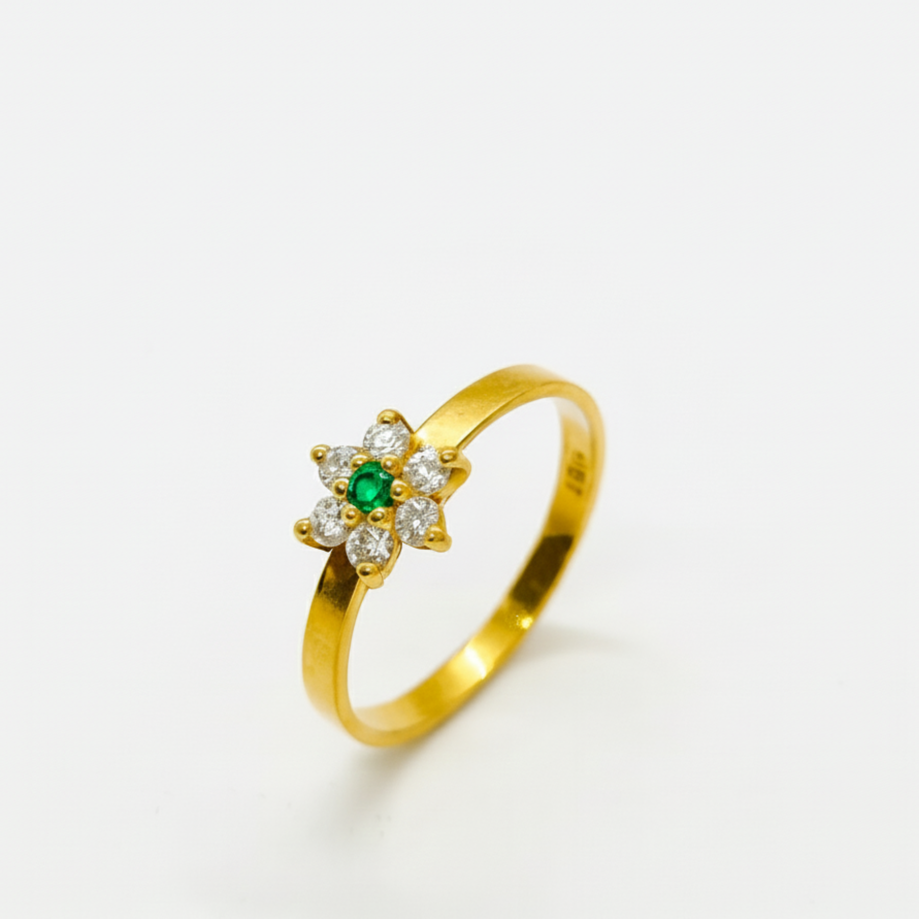 Anillo Flor Grande con Cristales Oro 18k