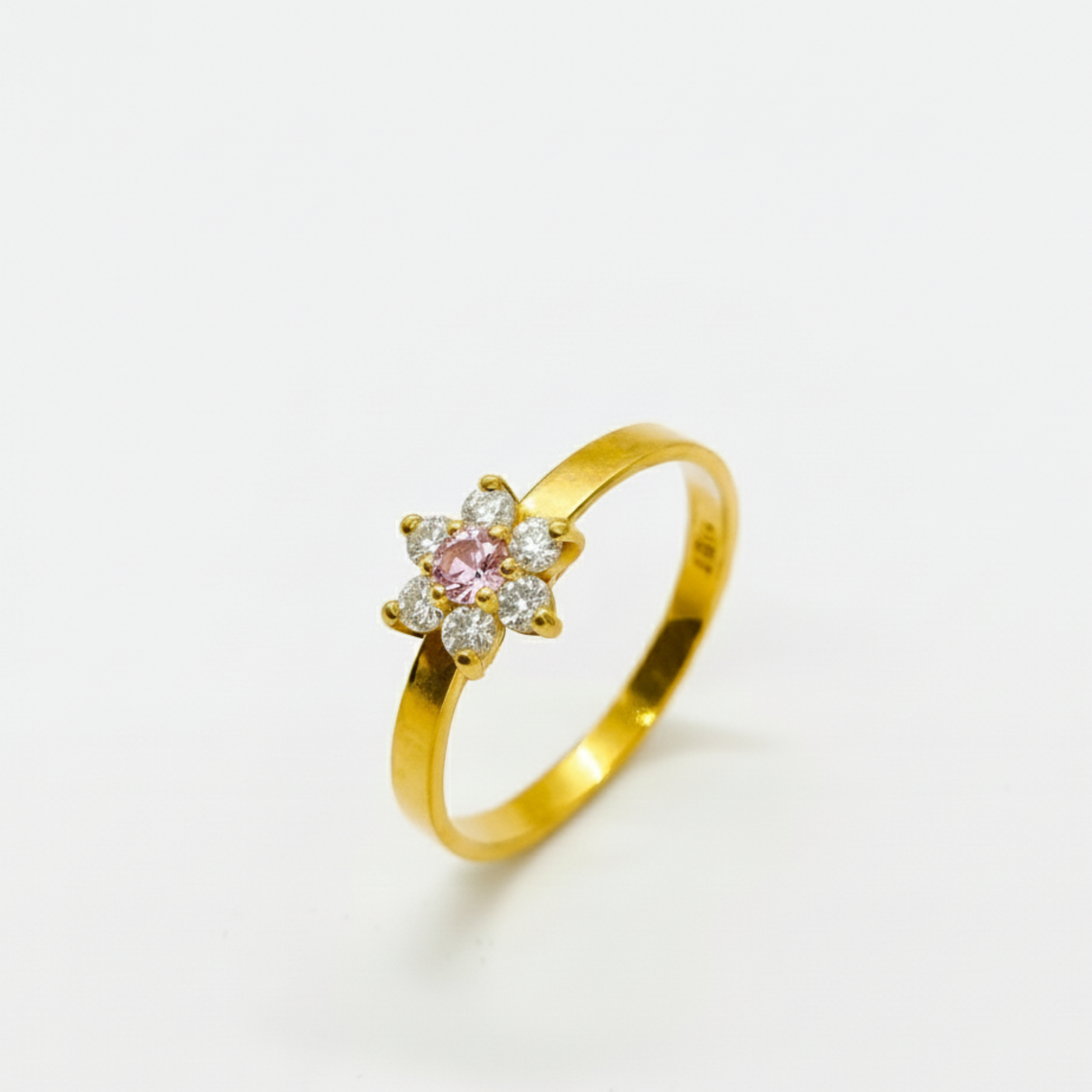 Anillo Flor Grande con Cristales Oro 18k
