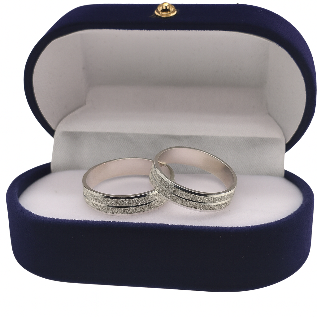 Argollas de Matrimonio Planas 4mm Facetada Modelo Linea Simple Plata Nacional