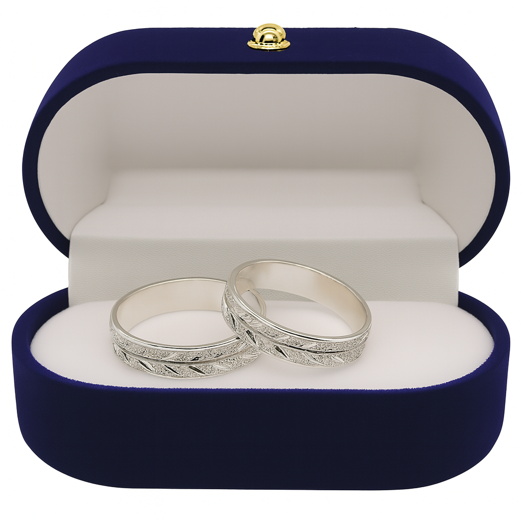 Argollas de Matrimonio Planas 4mm Facetada Modelo Espigas Plata Nacional