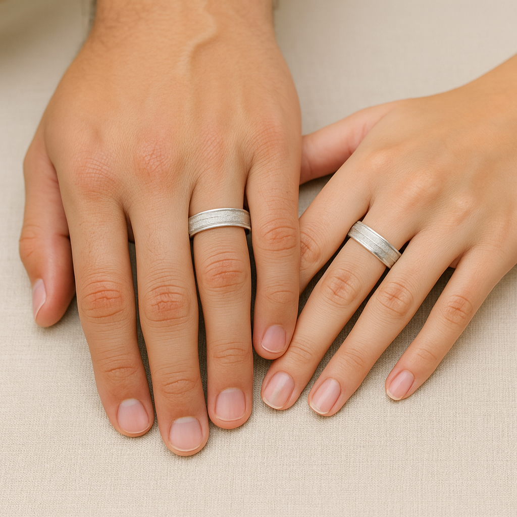 Argollas de Matrimonio Planas 4mm Facetada Modelo Linea Simple Plata Nacional