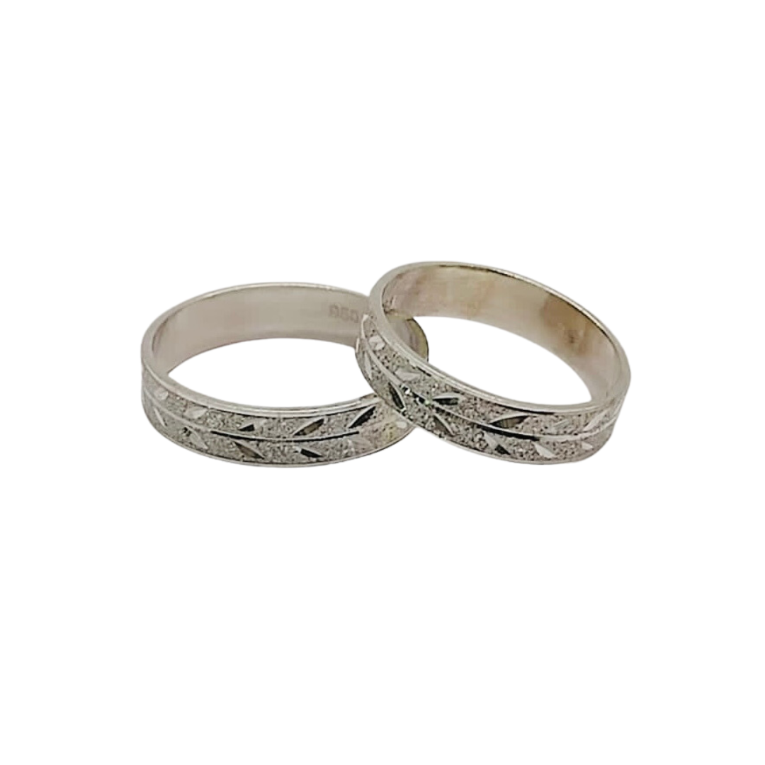 Argollas de Matrimonio Planas 4mm Facetada Modelo Espigas Plata Nacional