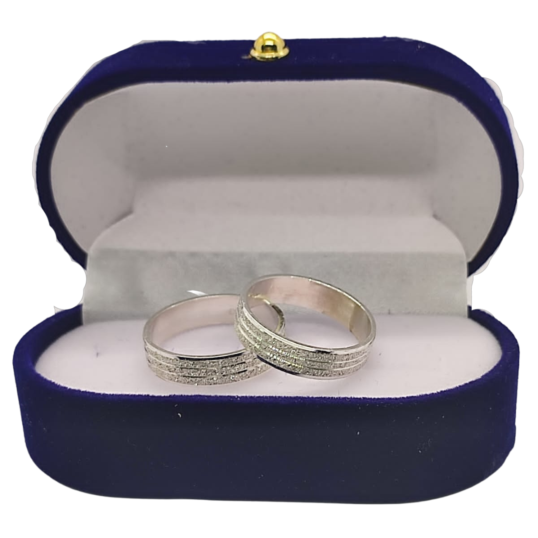 Argollas de Matrimonio Planas 4mm Facetada Modelo Linea Doble Plata Nacional