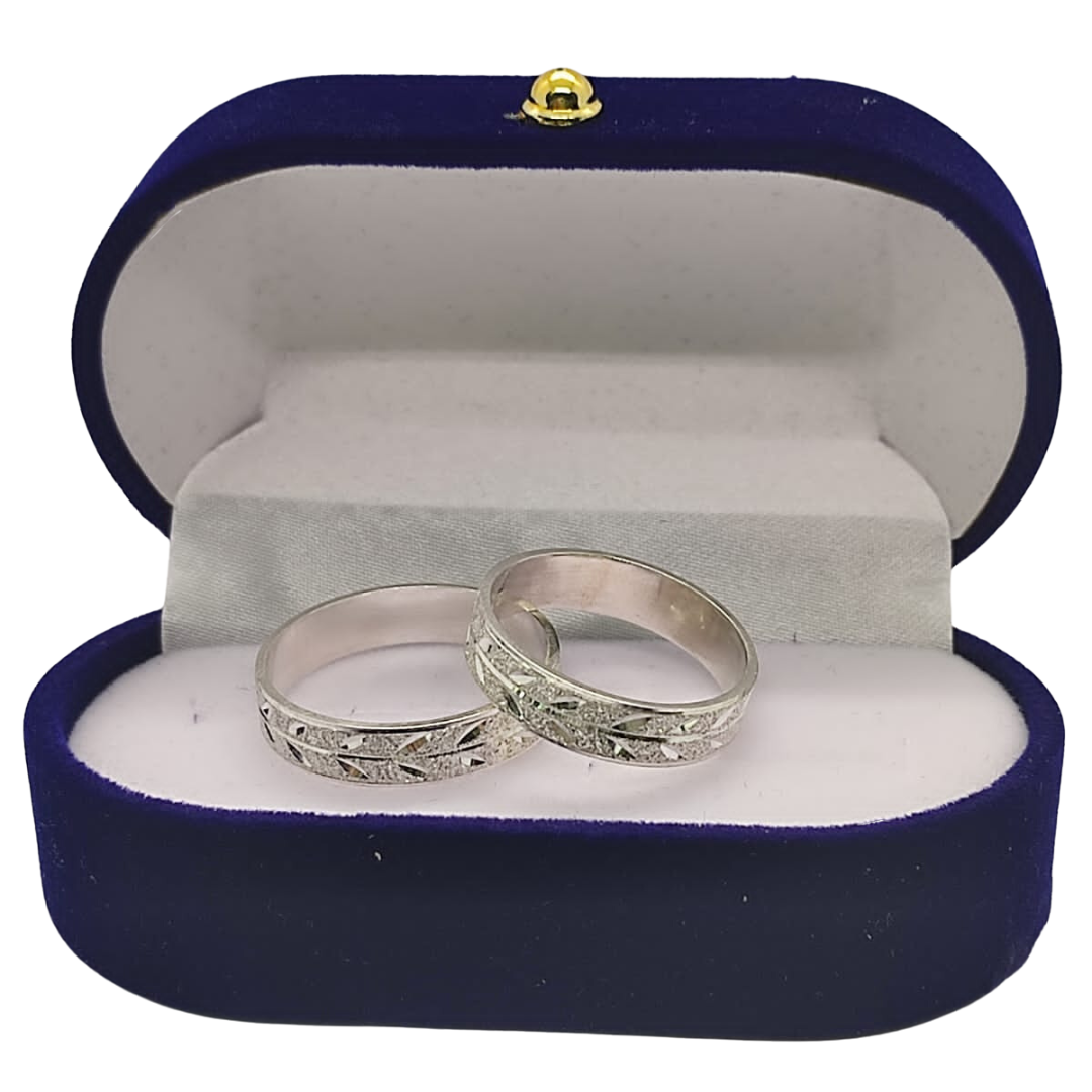 Argollas de Matrimonio Planas 4mm Facetada Modelo Espigas Plata Nacional