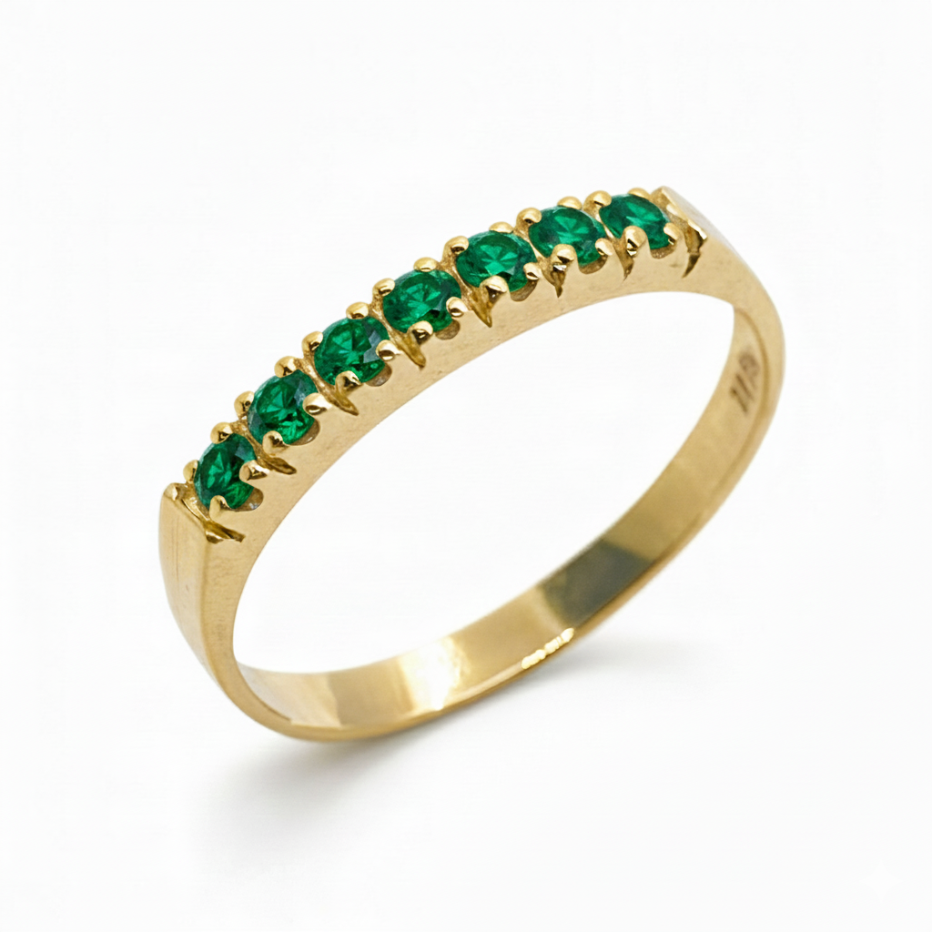 Anillo Cintillo 7 Cristales Oro 18k