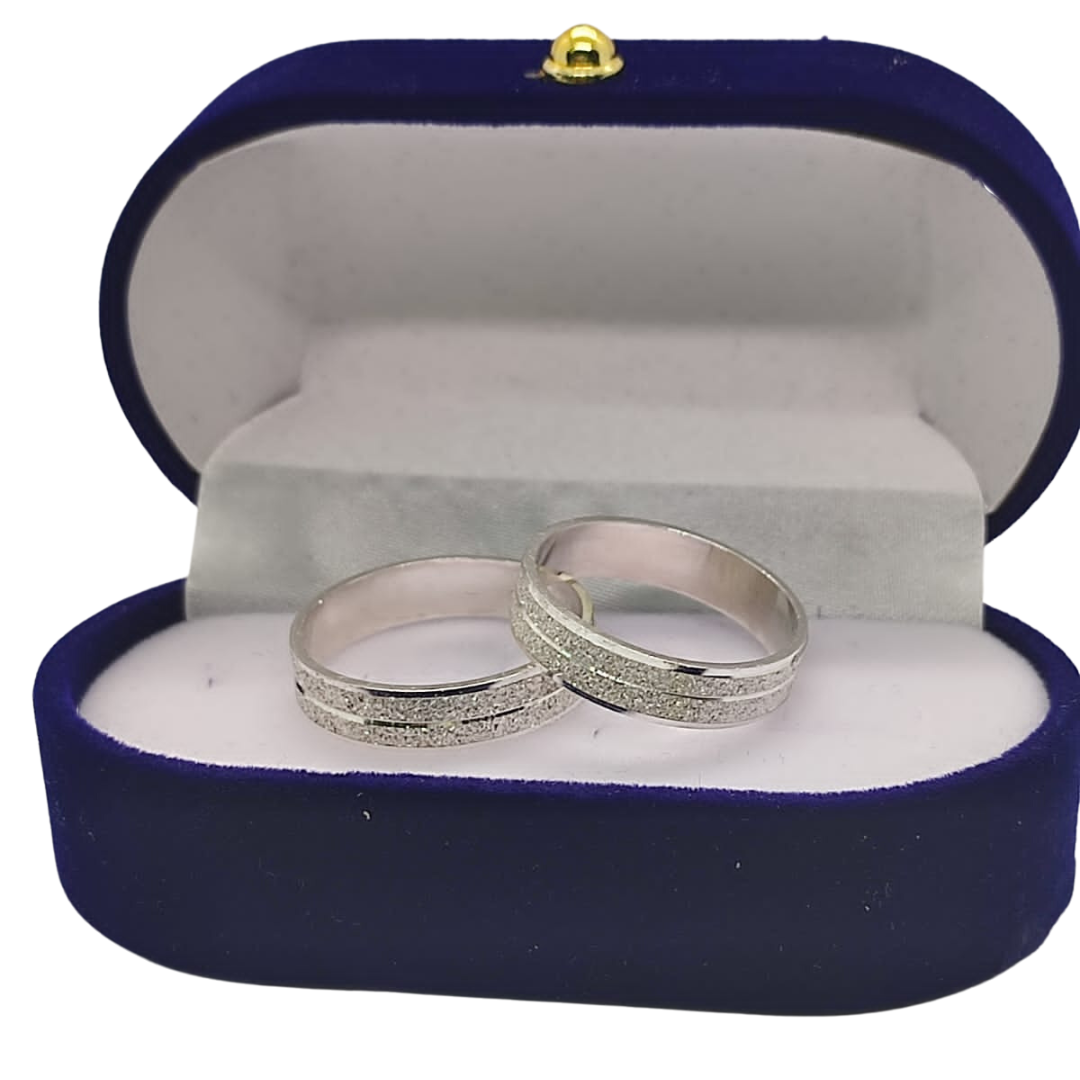 Argollas de Matrimonio Planas 4mm Facetada Modelo Linea Simple Plata Nacional