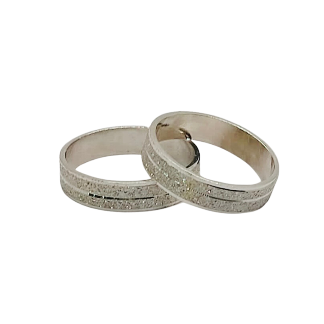 Argollas de Matrimonio Planas 4mm Facetada Modelo Linea Simple Plata Nacional