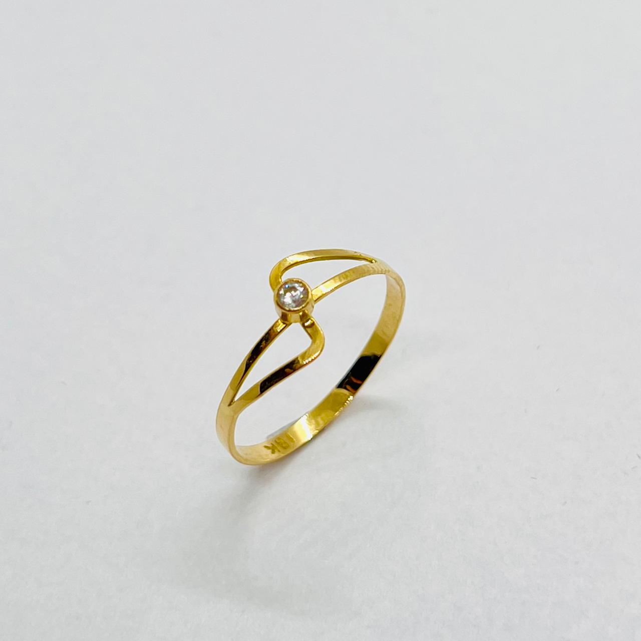 Anillo Solitario Olas Oro 18k