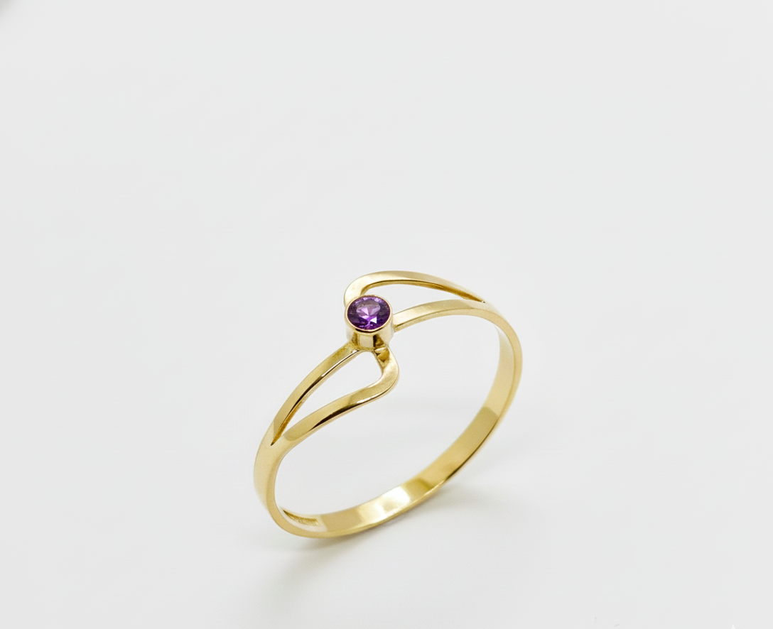 Anillo Solitario Olas Oro 18k