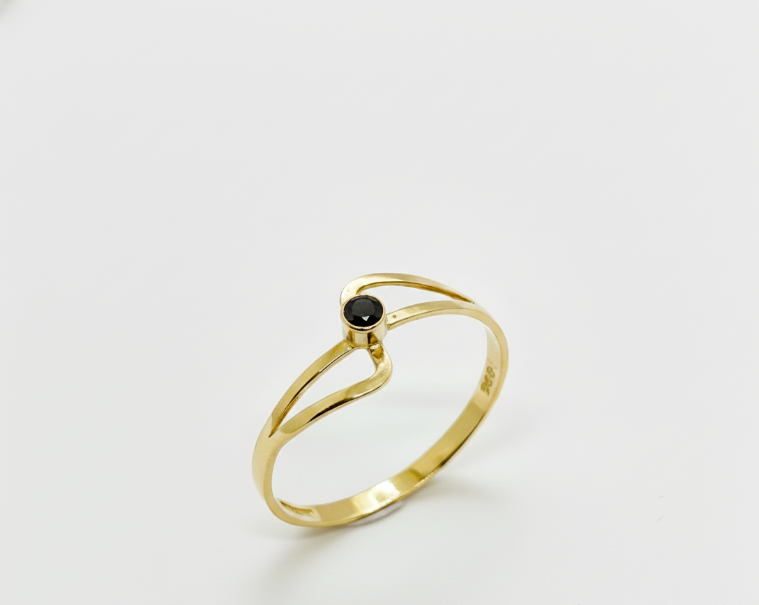 Anillo Solitario Olas Oro 18k