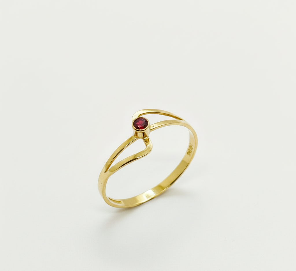 Anillo Solitario Olas Oro 18k
