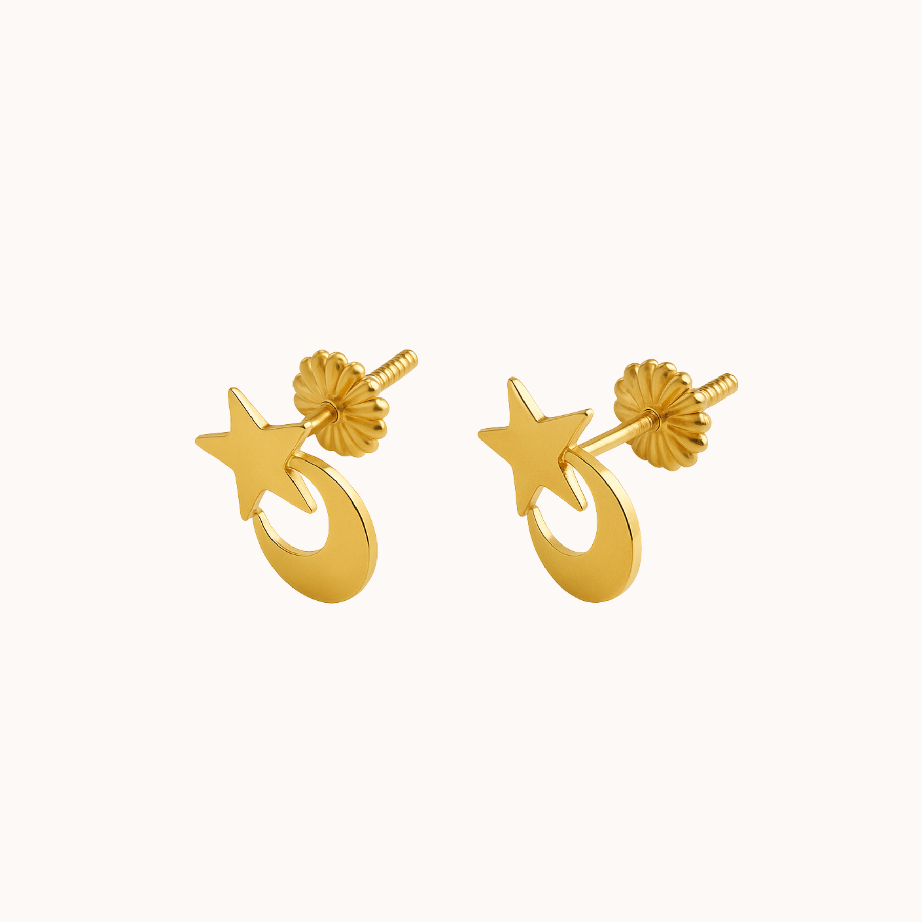 Aros Luna Estrella Oro 18k