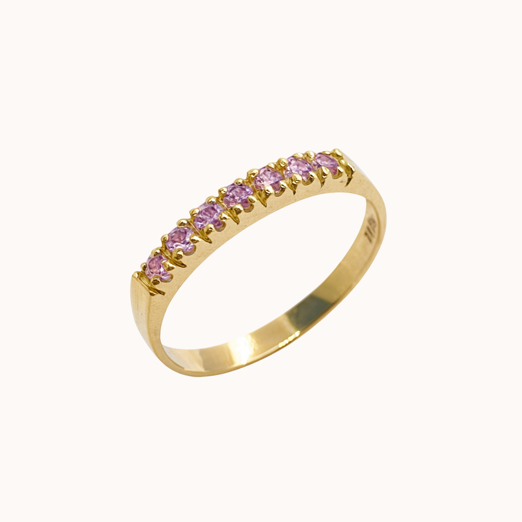 Anillo Cintillo 7 Cristales Oro 18k