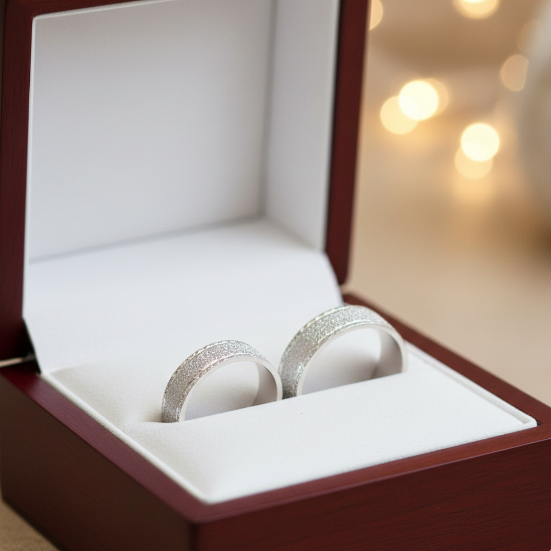 Argollas de Matrimonio Planas 4mm Facetada Modelo Satinado con Borde Plata Nacional