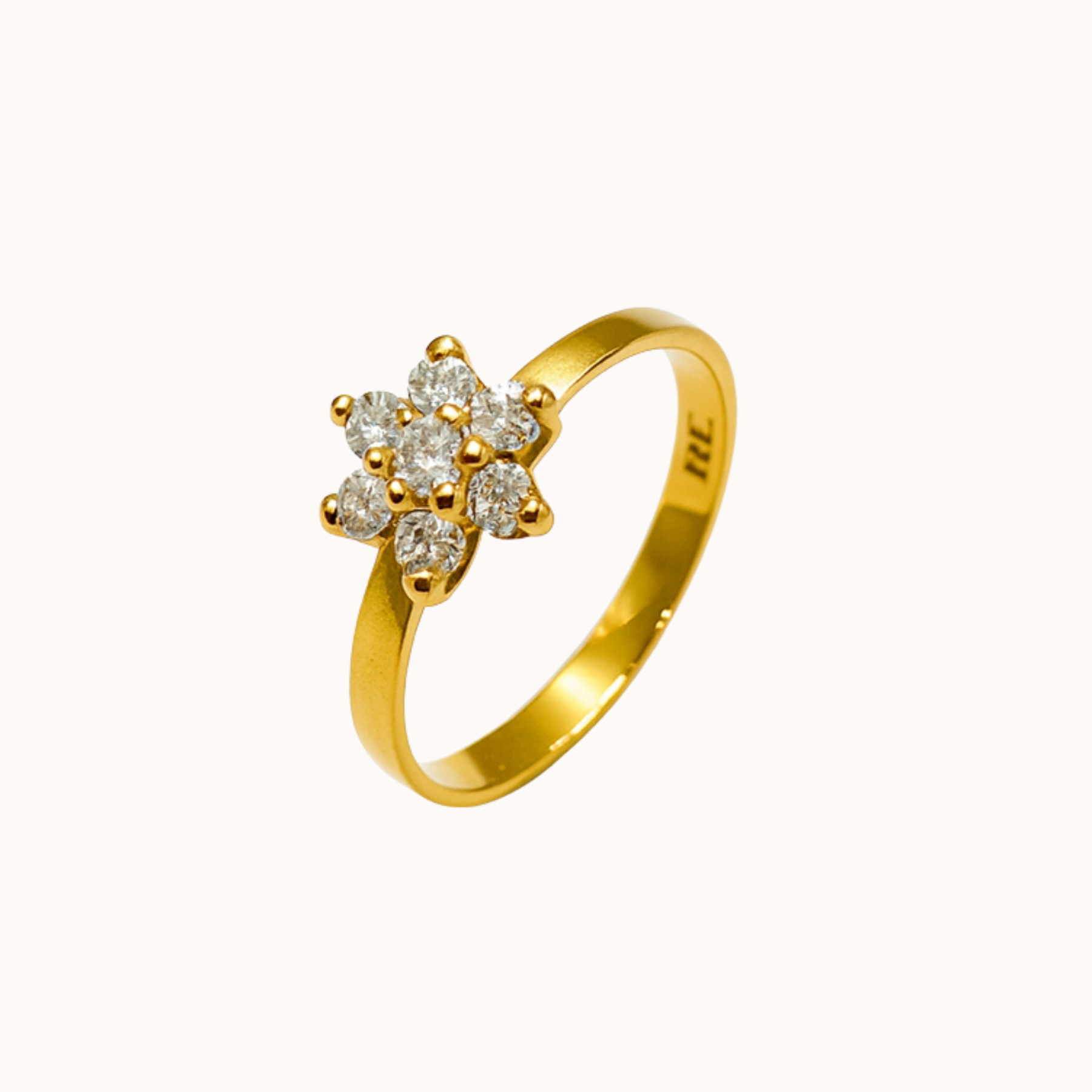 Anillo Flor Grande con Cristales Oro 18k