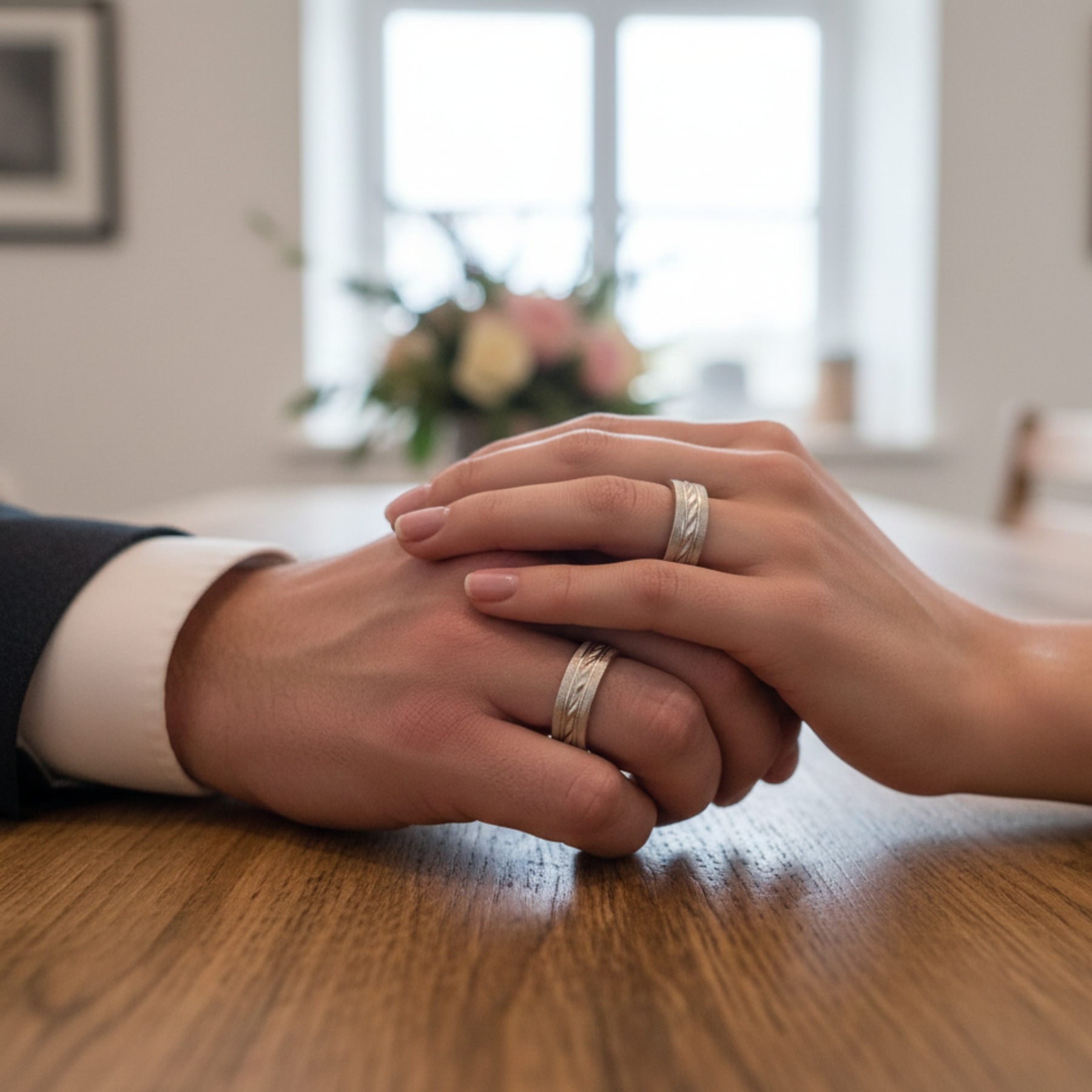 Argollas de Matrimonio Planas 4mm Facetada Modelo Lineas Centrales Plata Nacional