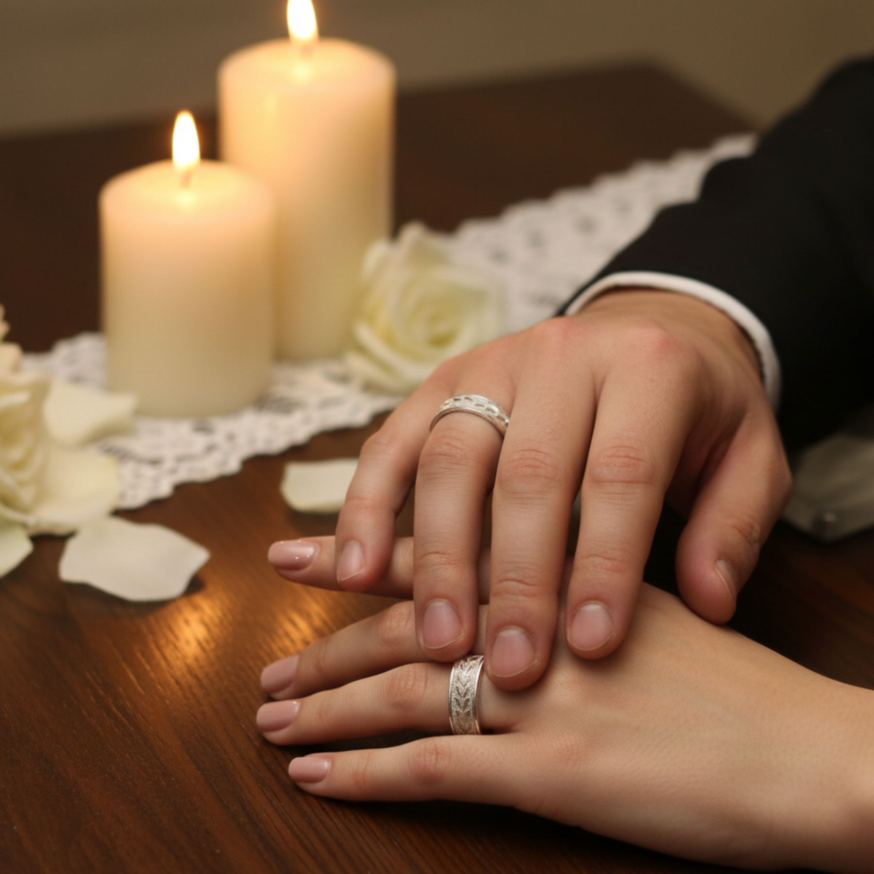 Argollas de Matrimonio Planas 4mm Facetada Modelo Espiga Continua Plata Nacional