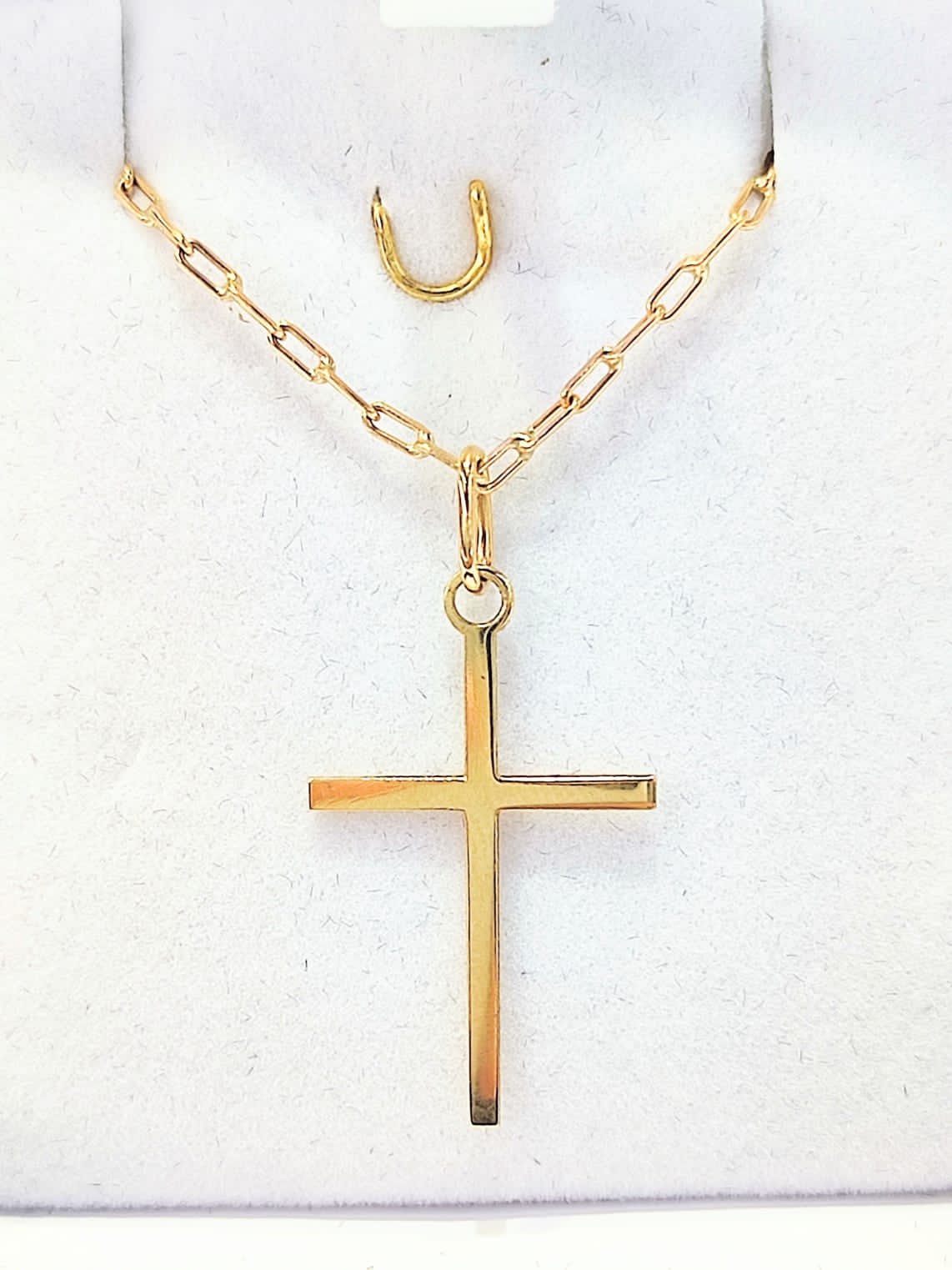 Conjunto Cadena Limada + Colgante de Cruz mediana Oro 18k