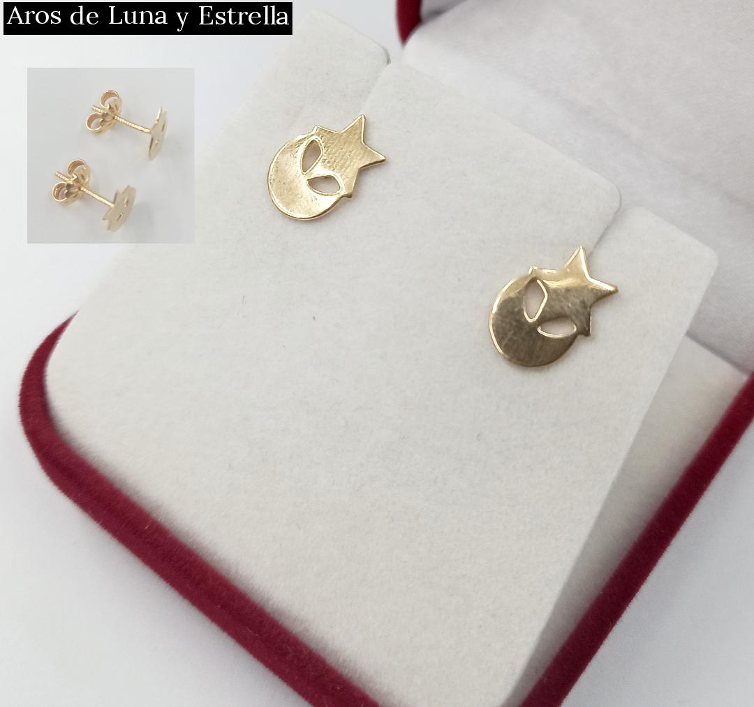 Aros Luna Estrella Oro 18k