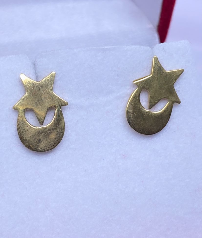 Aros Luna Estrella Oro 18k