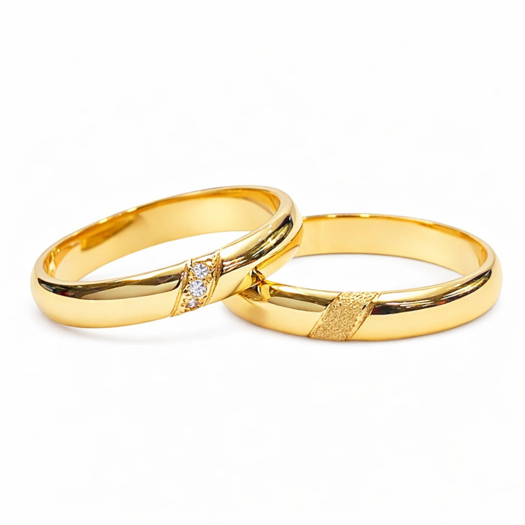 Argollas de Matrimonio Inglesas 4mm con Diseño Diagonal Oro 18k