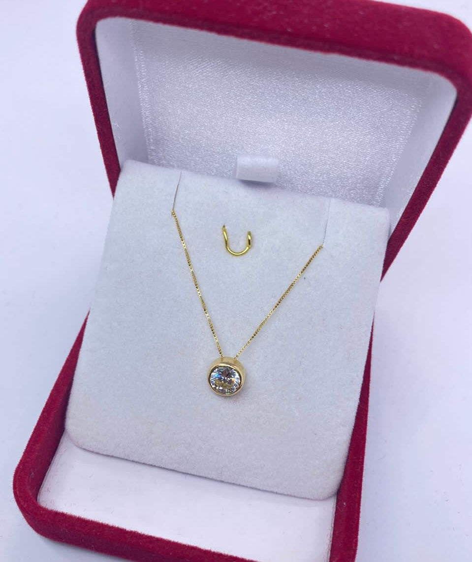 Conjunto Cadena Veneciana + Colgante de Punto de Luz Oro 18k