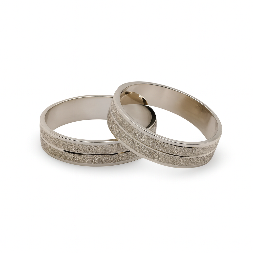Argollas de Matrimonio Planas 4mm Facetada Modelo Linea Simple Plata Nacional