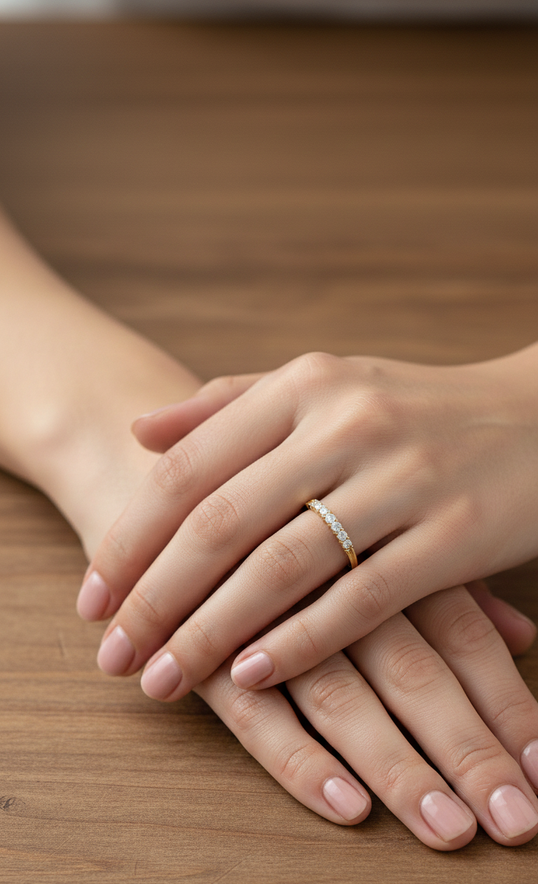 Anillo Cintillo 7 Cristales Oro 18k