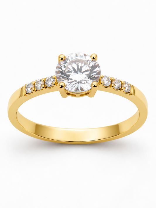 Anillo Solitario Princesa Oro 18k Con Cristal Central 4,5mm
