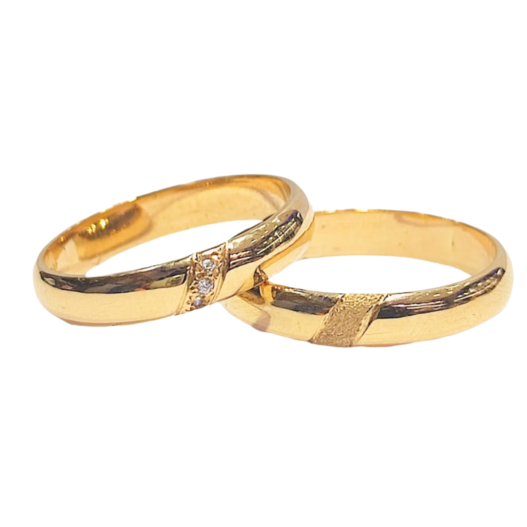Argollas de Matrimonio Inglesas 4mm con Diseño Oro 18k