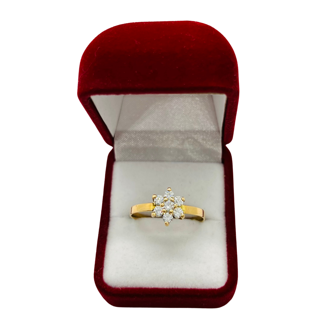 Anillo Flor Grande con Cristales Oro 18k