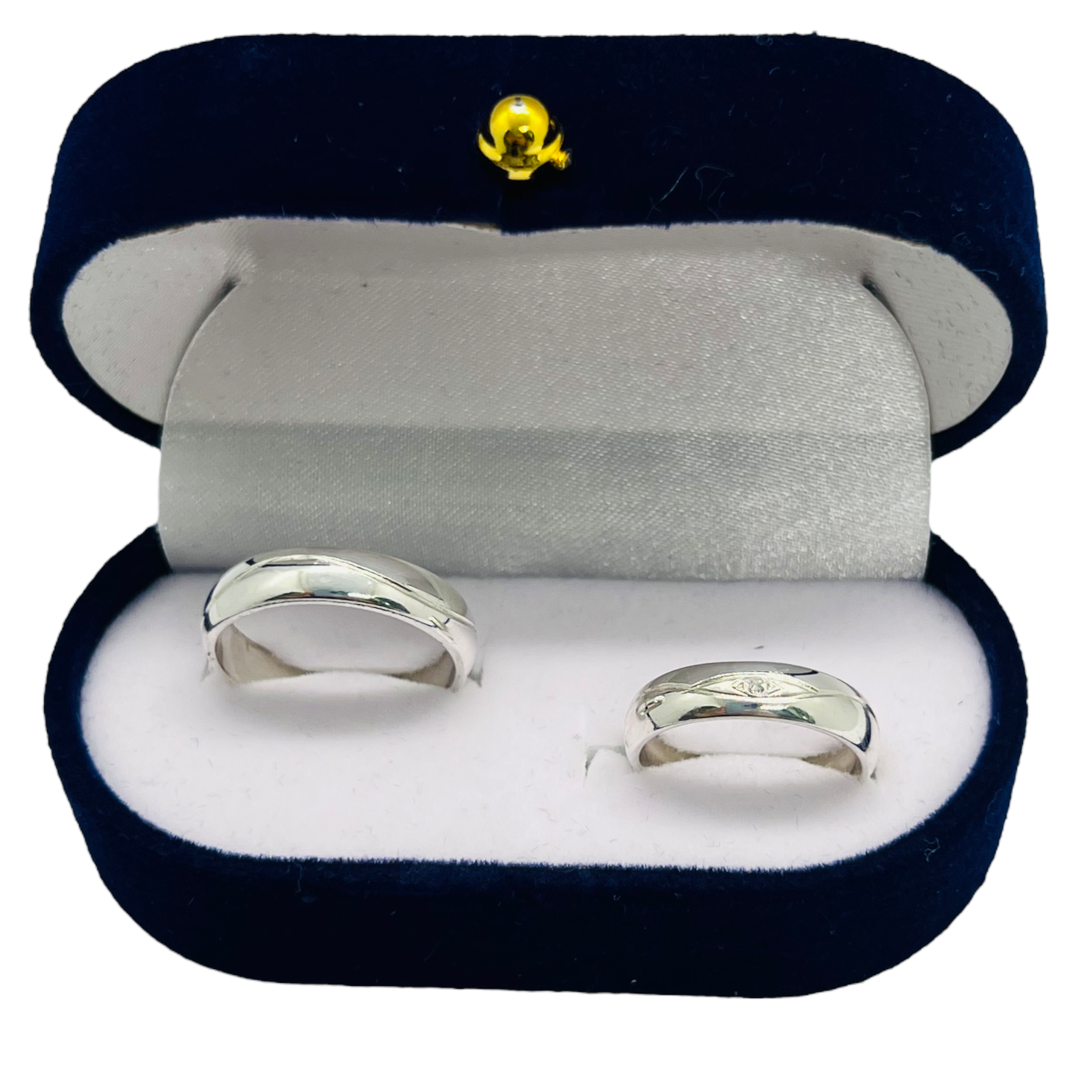 Argollas de Matrimonio Media Caña 4mm con Olas y Cristales Plata Nacional