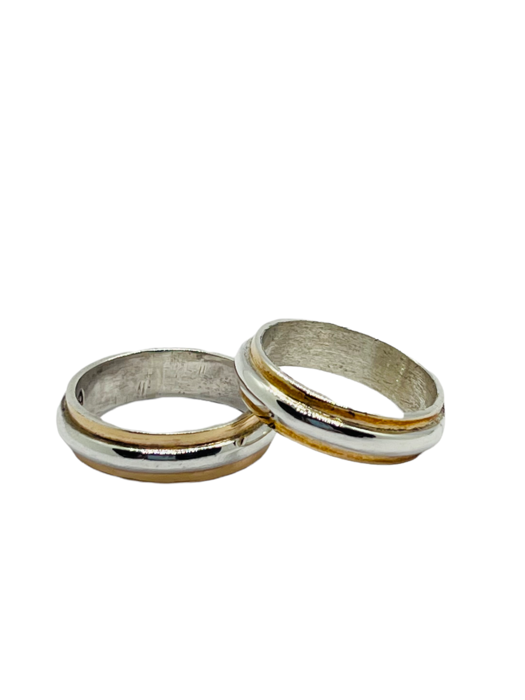 Argollas de Matrimonio Inglesas 5mm Plata Nacional con aplicaciones de Oro 14k