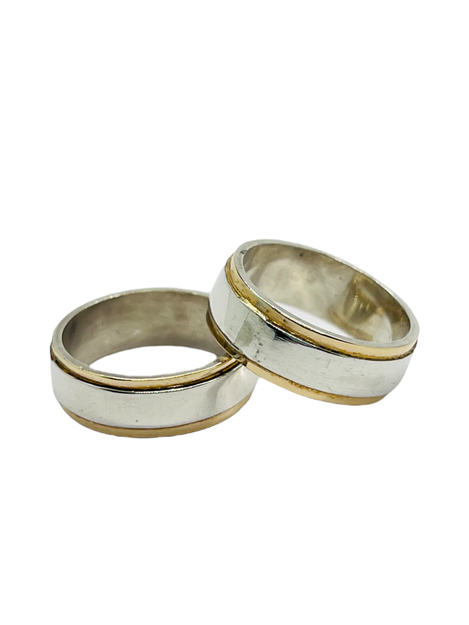 Argollas de Matrimonio Planas 6mm Plata Nacional con aplicaciones de Oro 14k