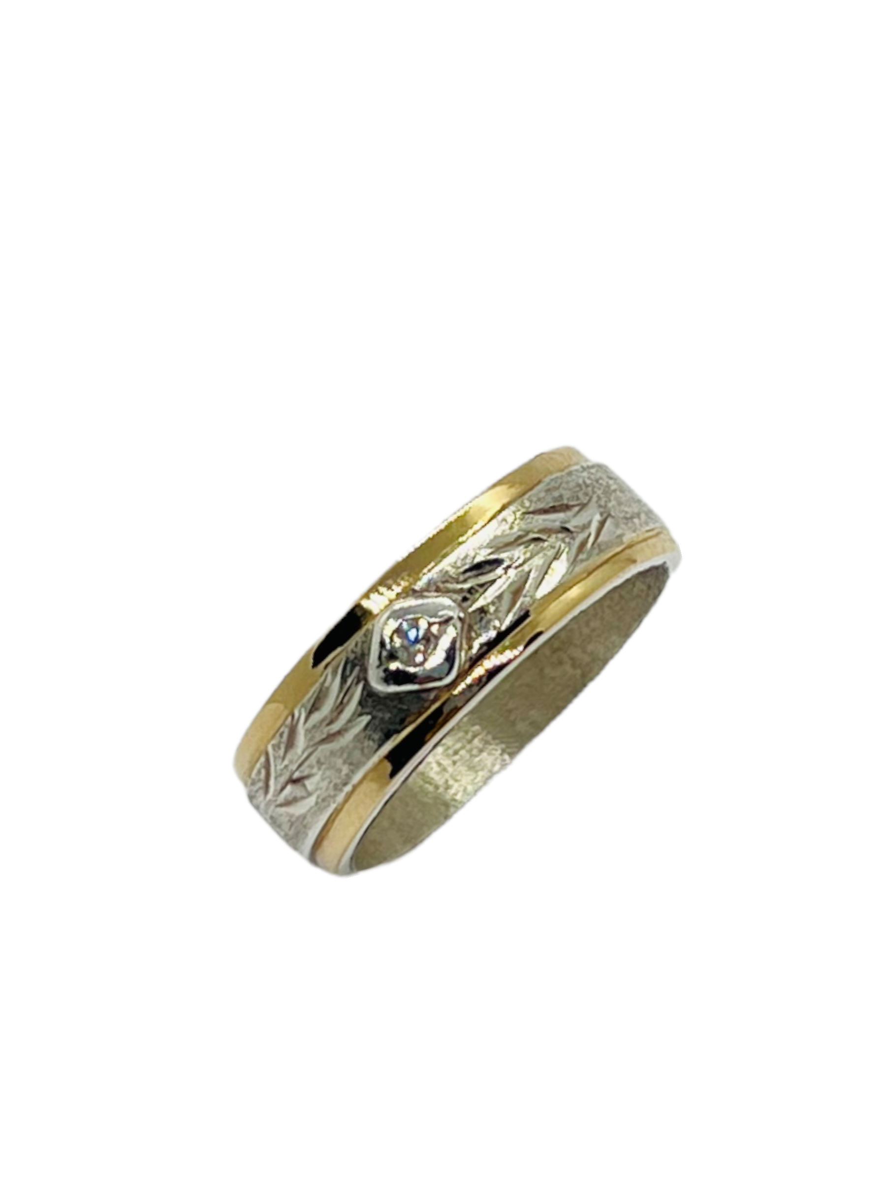 Argollas de Matrimonio Planas Satinadas 7mm Plata Nacional con aplicaciones de Oro 14k