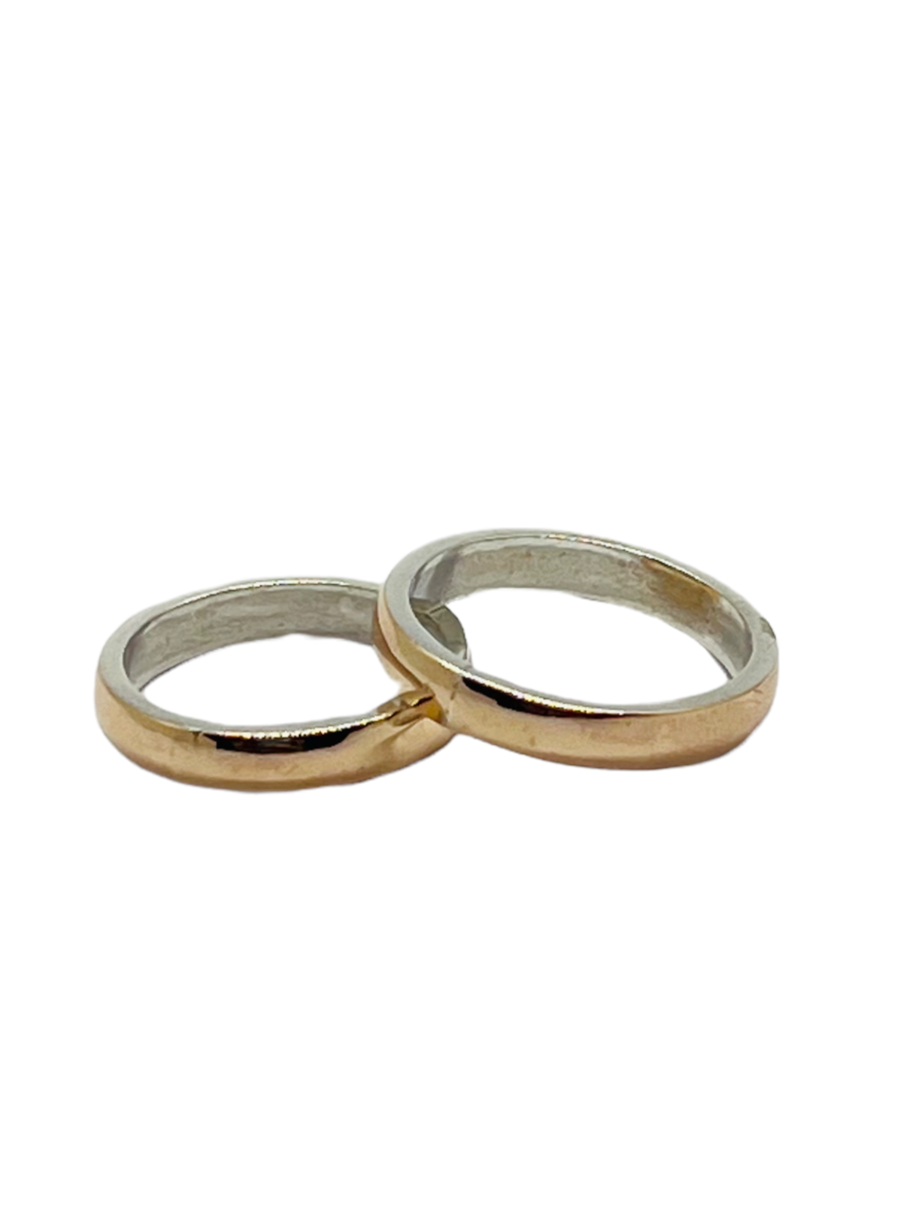 Argollas de Matrimonio Media Caña 4mm Plata Nacional con aplicaciones de Oro 14k