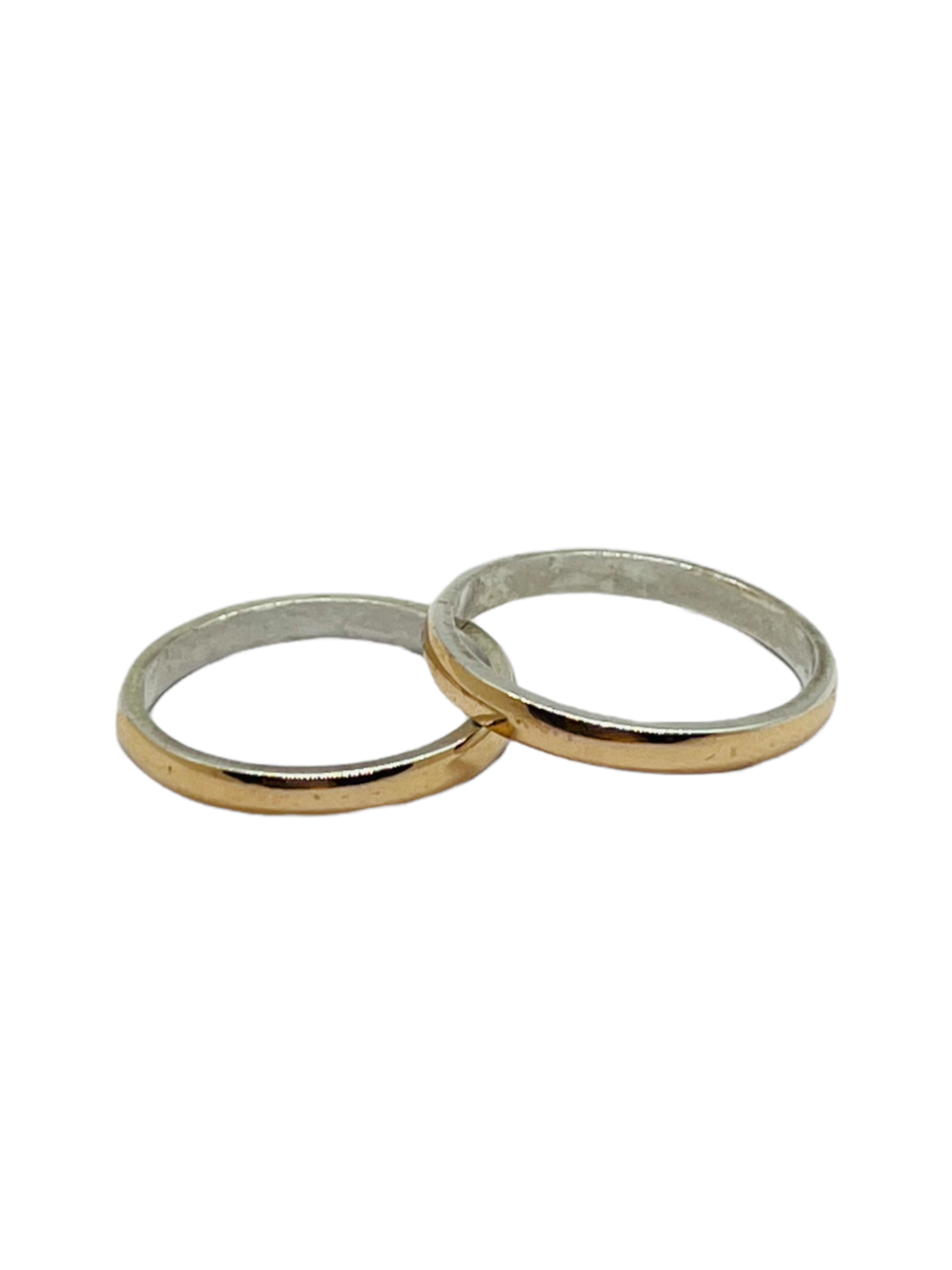 Argollas Ilusiones de Matrimonio Media Caña 2mm Plata Nacional con aplicaciones de Oro 14k