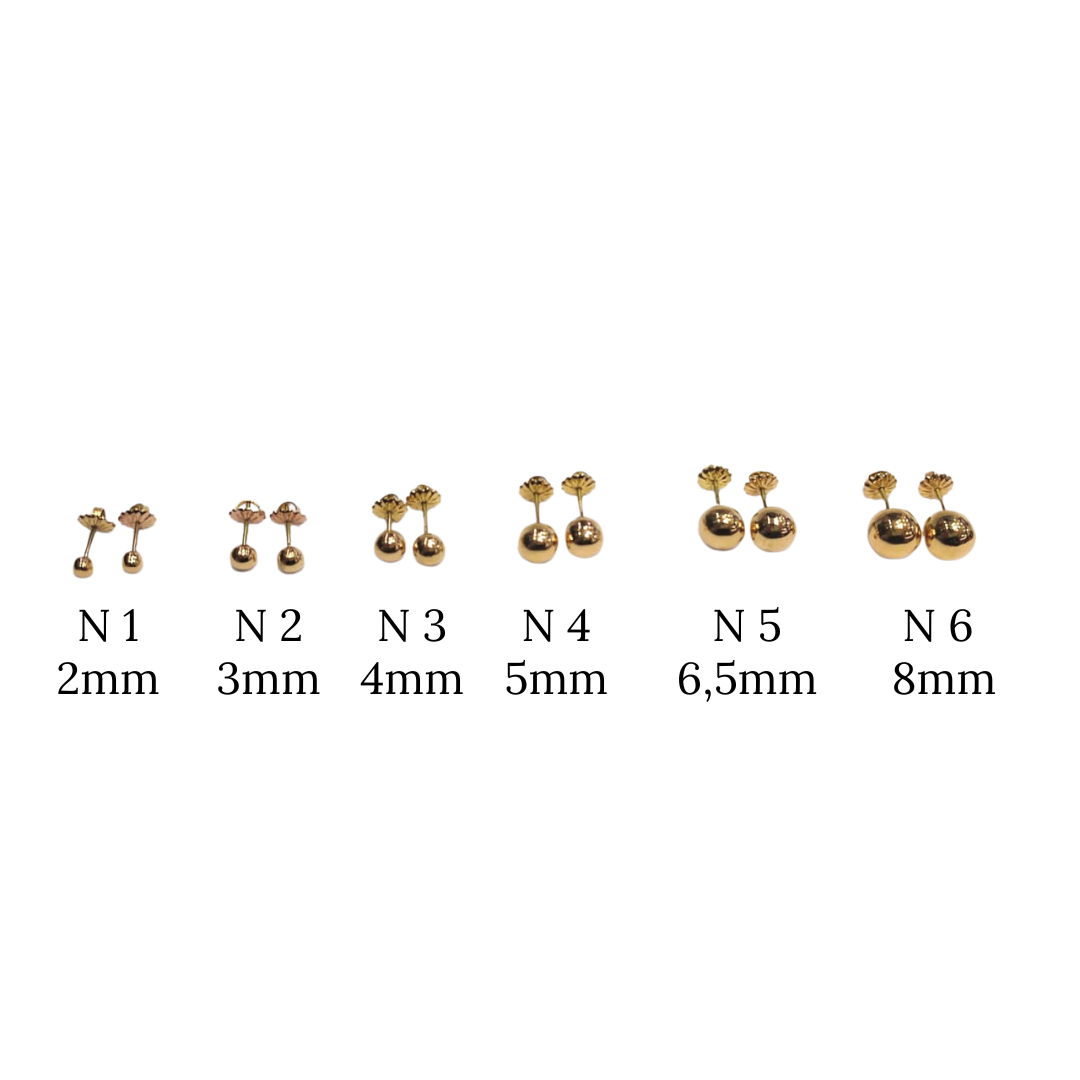 Aros Bolita N 1 Oro 18k