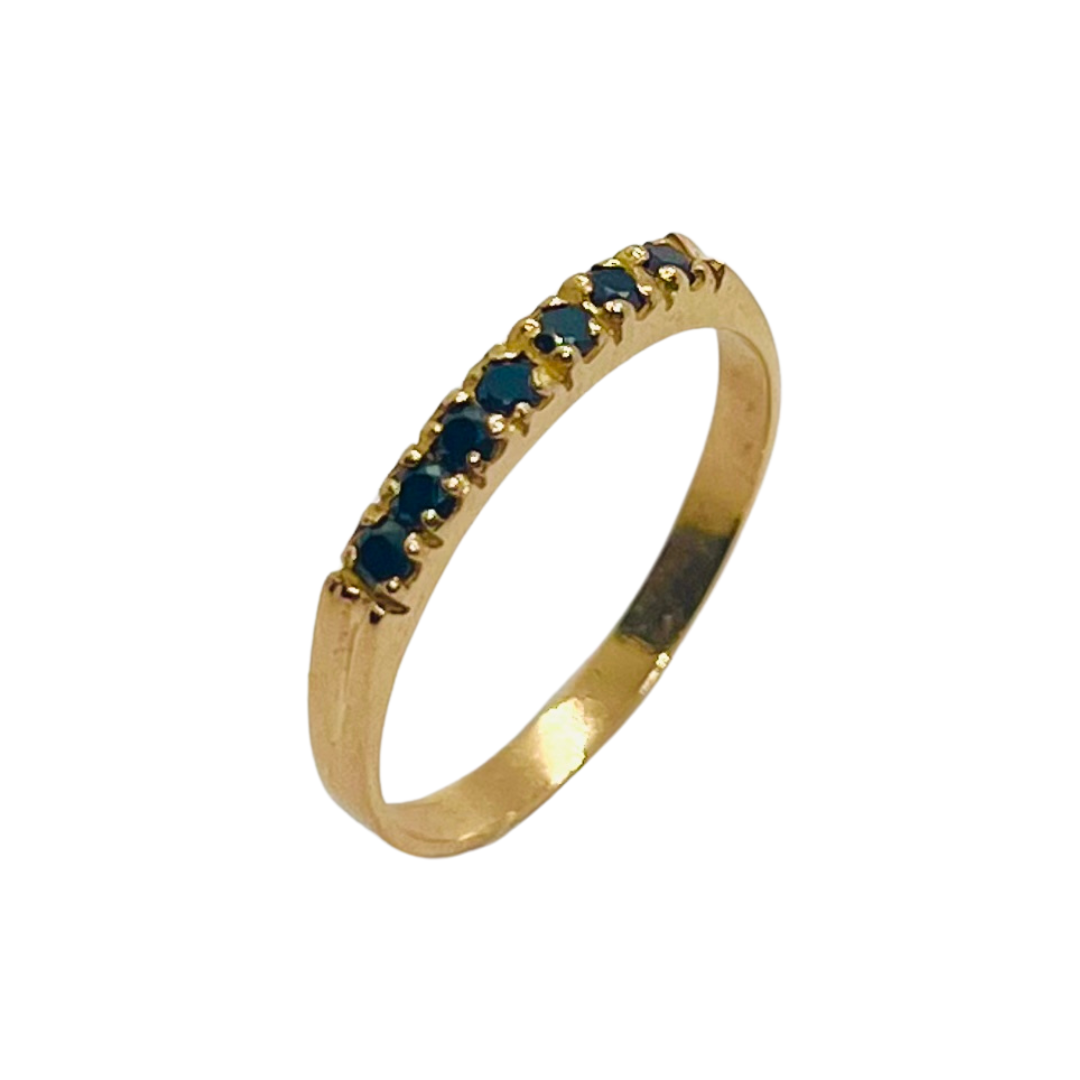 Anillo Cintillo 7 Cristales Oro 18k
