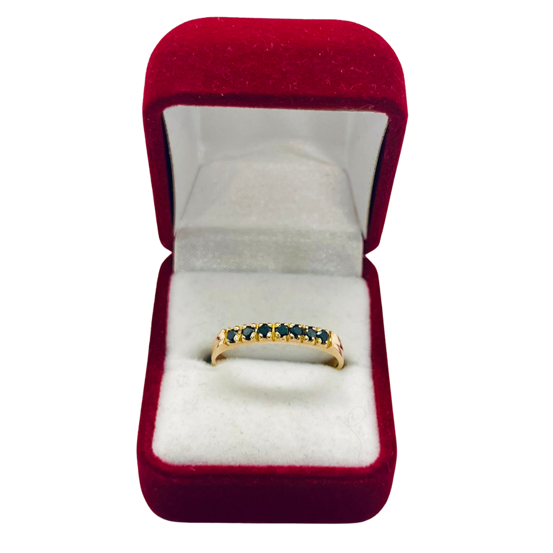 Anillo Cintillo 7 Cristales Oro 18k