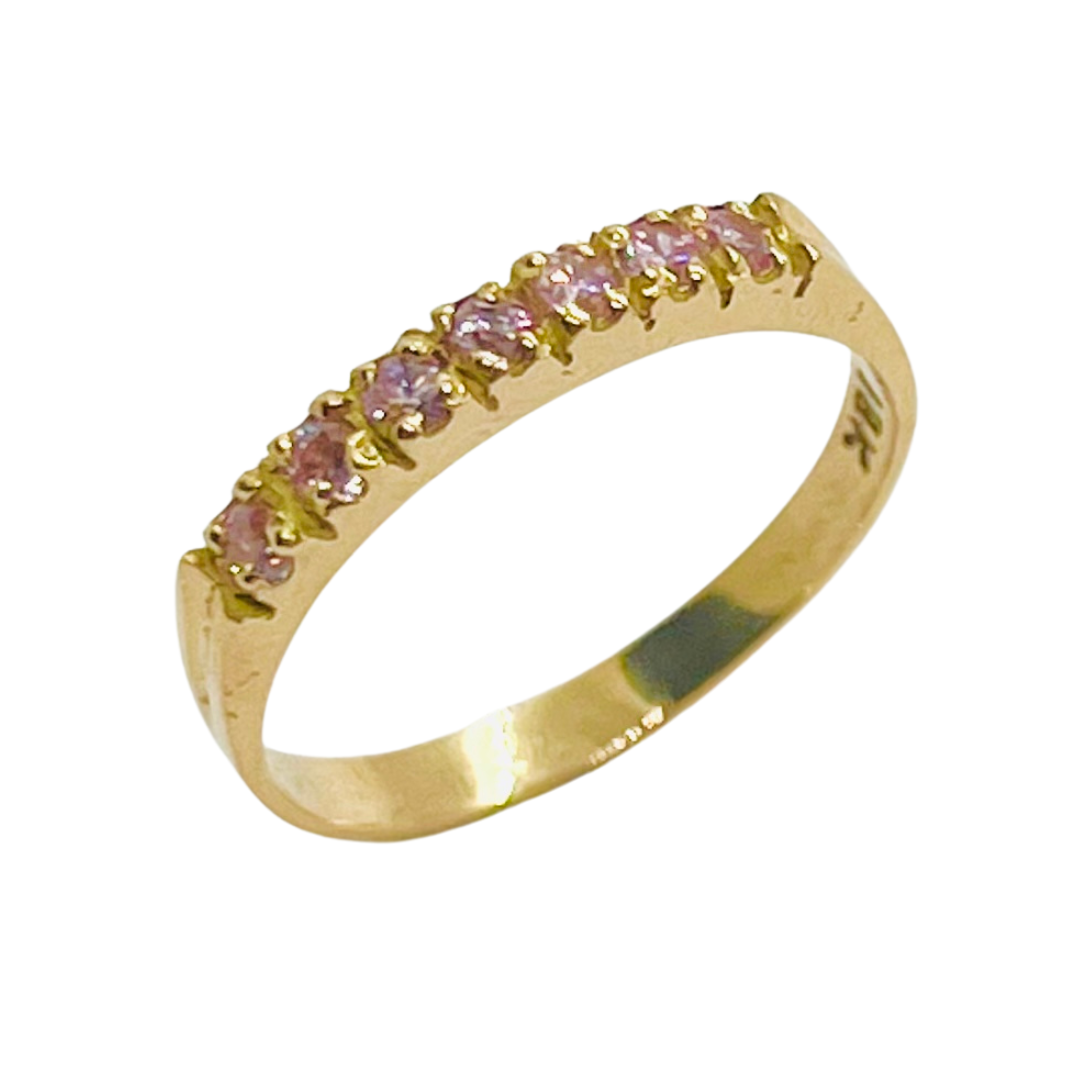 Anillo Cintillo 7 Cristales Oro 18k