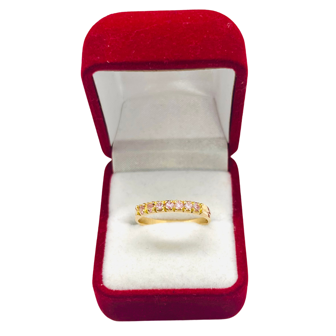 Anillo Cintillo 7 Cristales Oro 18k