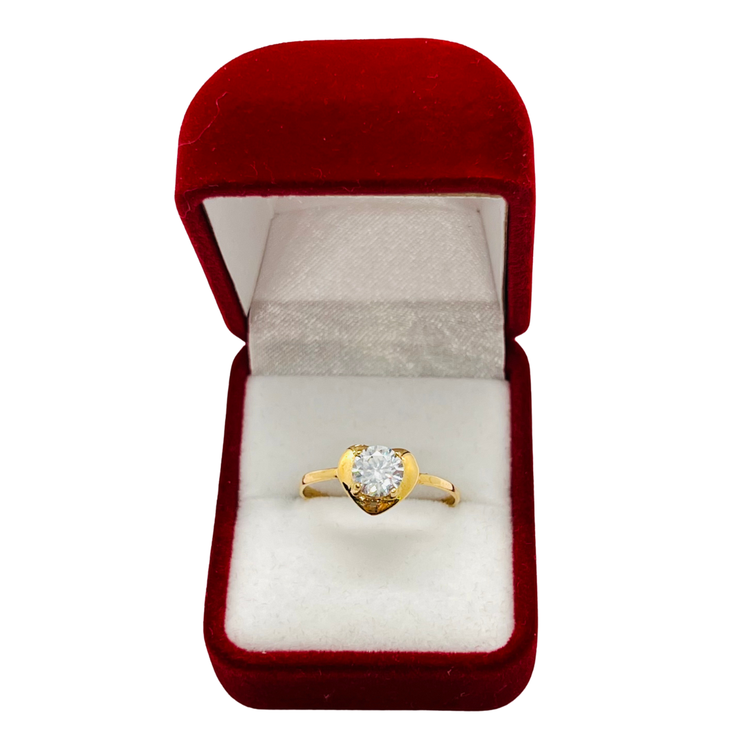 Anillo Corazon Grande con Cristal Oro 18k