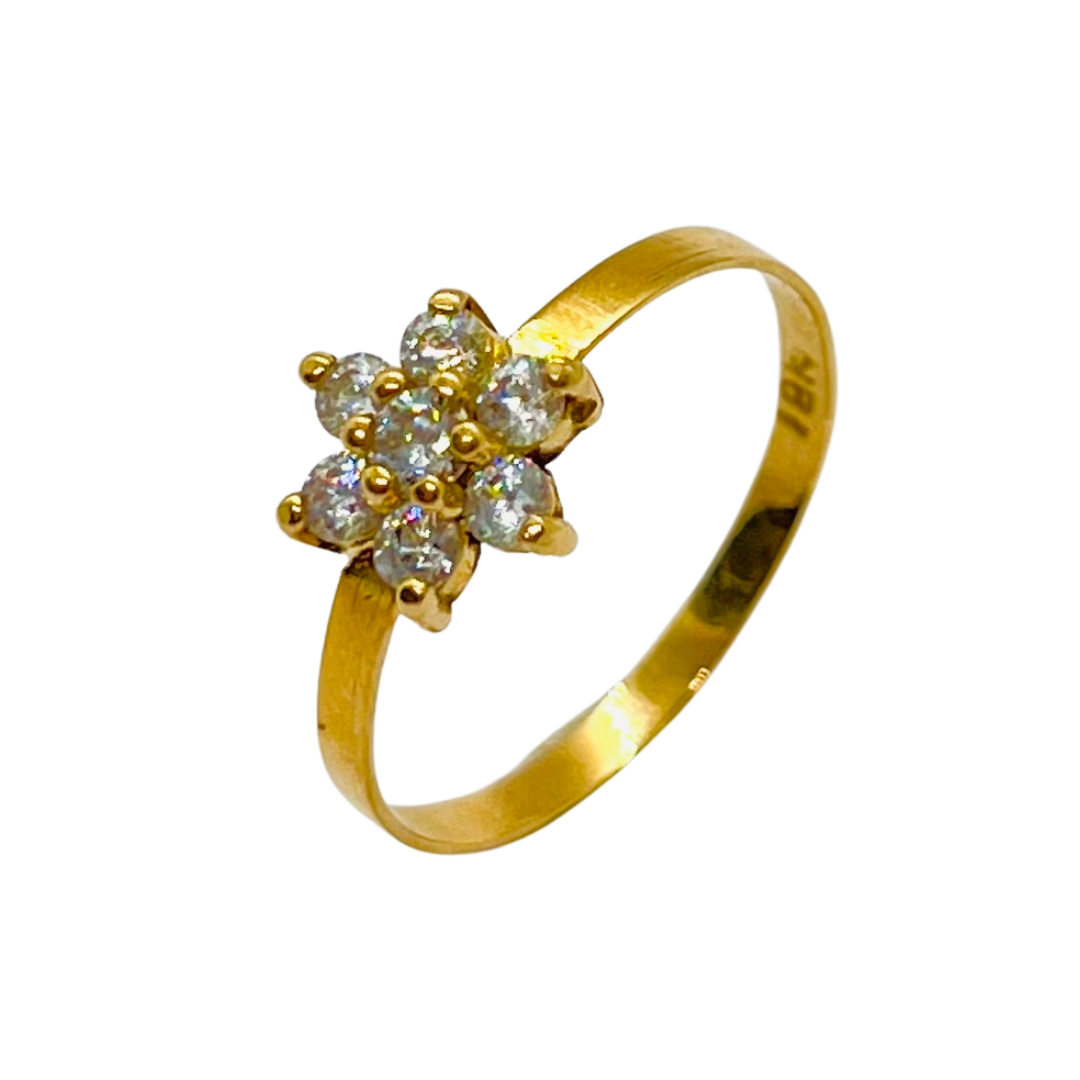 Anillo Flor Grande con Cristales Oro 18k