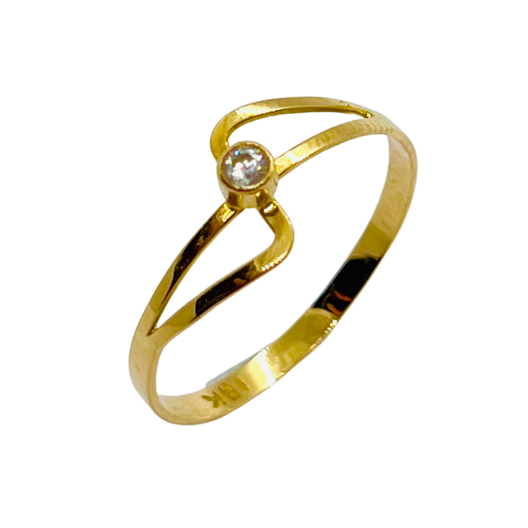 Anillo Solitario Olas Oro 18k