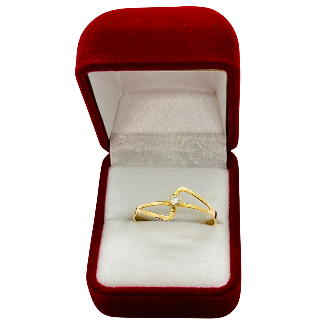Anillo Solitario Olas Oro 18k